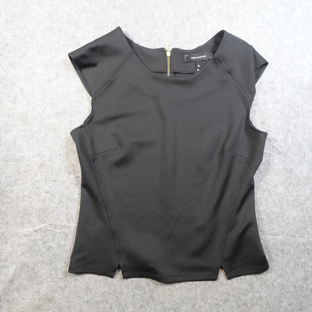 Robert Rodriguez‎ Top Womens 6 Black Sleeveless Tailored Fitted Crew Neck Office